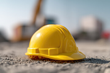 Plastic hardhat, helmet on background. Concept of protection inspecting at construction site, symbol of builder's death, day of mourning, civil engineering concept, builder's day