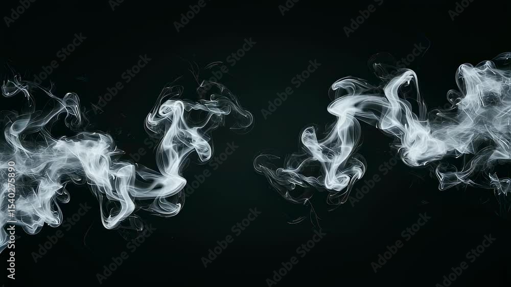 Poster white smoke streams moving across a dark background. abstract vapor swirl pattern for mystical atmos