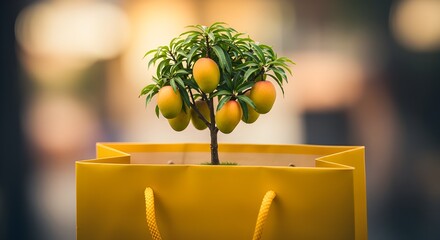 Mango tree in the basket 