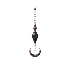 Antique Crescent Moon Plumb Bob with Chain