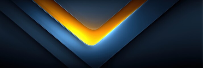 Dynamic layered V-shape background with glowing yellow accent for modern technology branding.
