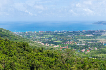 A panoramic view of the seaside in Yalong Bay, Sanya City, Hainan Province, China