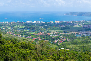A panoramic view of the seaside in Yalong Bay, Sanya City, Hainan Province, China