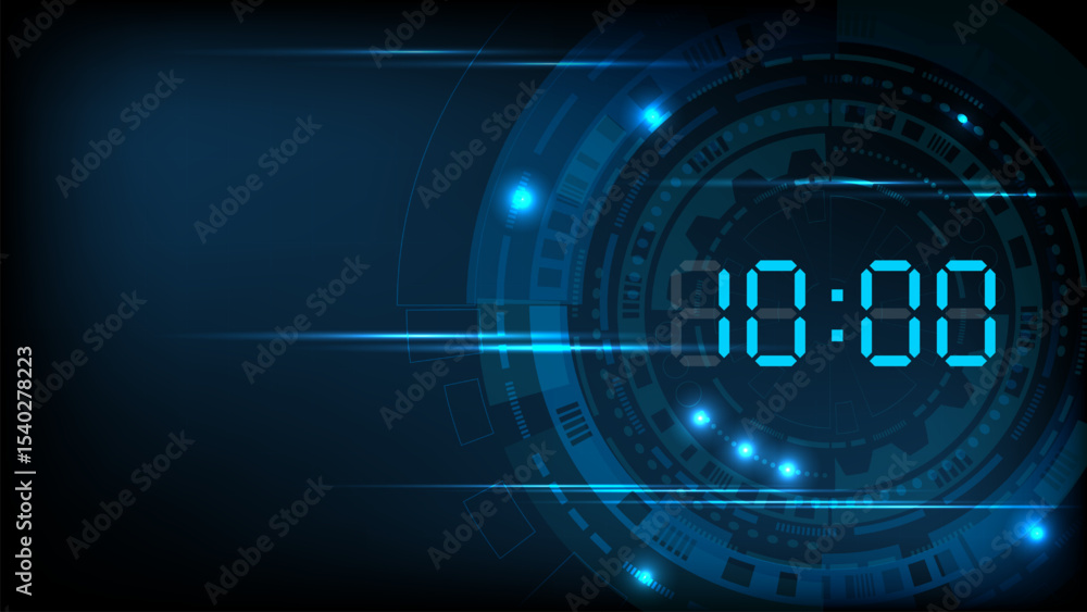 Poster abstract futuristic technology background with digital number timer concept and countdown.