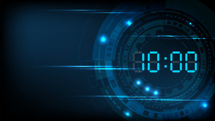 Abstract Futuristic Technology Background with Digital number timer concept and countdown.