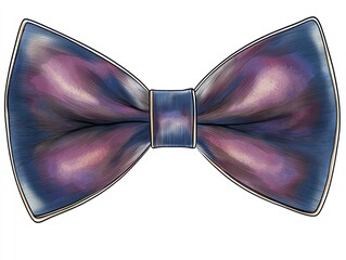 Digital illustration of a purple and blue bow tie on white background