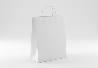 Simple white shopping bag with handles on a plain background, for branding mockups ai generated