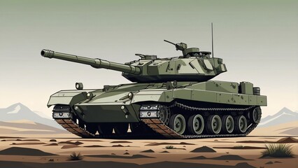 Powerful Military Tank Illustration Desert Warfare Vehicle Design