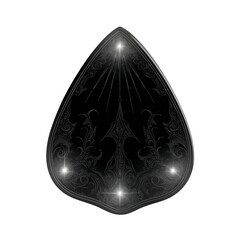 Ornate Black Teardrop Shield with Glowing Embellishments