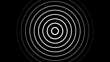 Abstract concentric circles illustration in white and gray on a black background creating a sense of focus and geometric symmetry