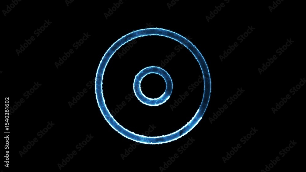 Poster glowing blue concentric circles on a black background symbolic representation of energy and abstract