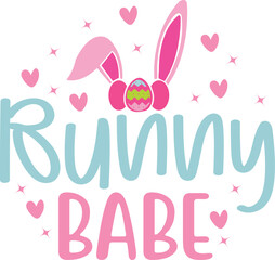 Adorable Bunny Babe Easter Design Pink Bunny Ears and Egg
