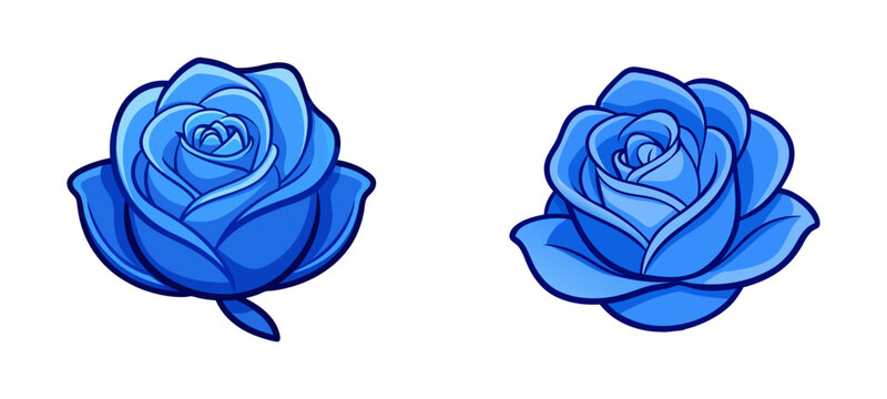 Set of blue rose petals vector illustration design