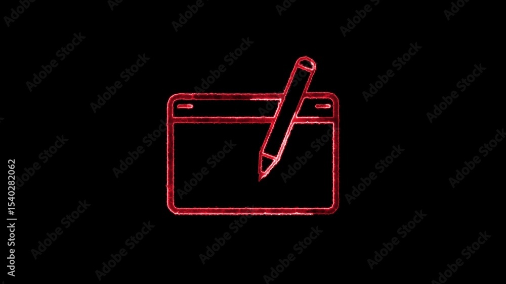 Aufkleber red glowing notebook and pen design element for design and creative concepts on a black background i