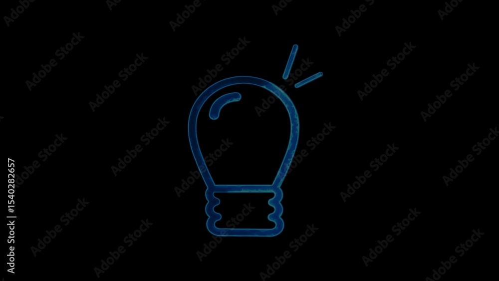 Poster glowing light bulb icon illustrating creativity innovation and problem solving concept against a bla