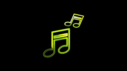 Glowing yellow musical notes floating against a deep black background representing music and sound concepts for creative projects