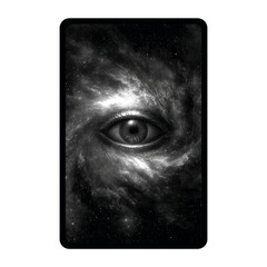 Cosmic Eye A Monochrome Digital Art Print of an Eye Within a Nebula
