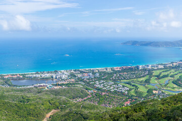 A panoramic view of the seaside in Yalong Bay, Sanya City, Hainan Province, China