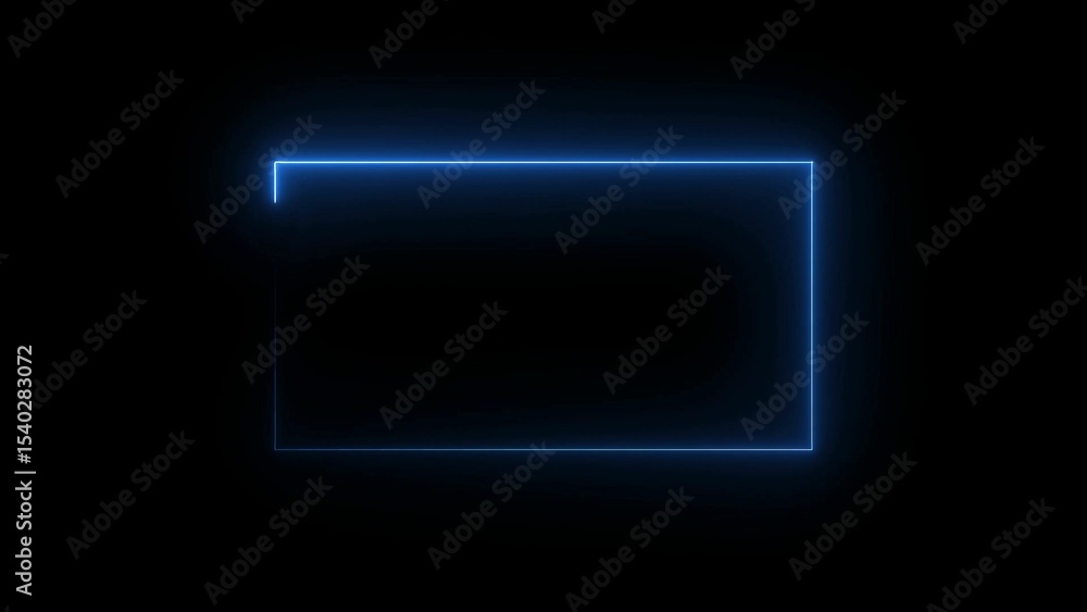 Poster glowing neon blue rectangle frame on a dark black backdrop modern elegant technology design for web 