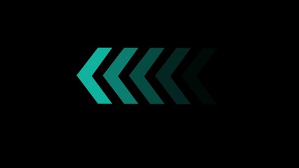 Gradient arrow design element with deep teal color on a black background indicating left directional movement for ui ux design or modern minimalist concepts.