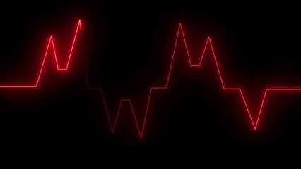 Red neon heartbeat pulse line on black representing life healthcare medical concepts and vital signs of living bodies and wellness