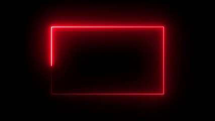 Illuminated red neon rectangle on a black background perfect for modern designs and digital art projects.