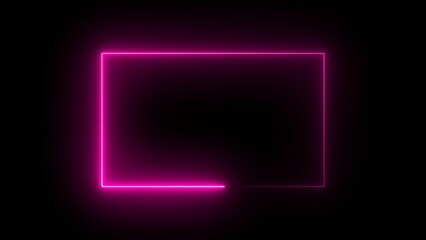 Pink neon rectangle frame on black background abstract modern graphic design element glowing decorative border advertisement template for digital use