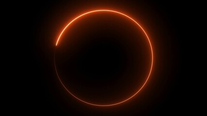 Glowing orange neon circle against black backdrop abstract digital illustration of a modern circular design element suitable for backgrounds and graphic designs