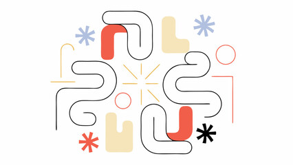 Abstract Modern Art Composition with Geometric Shapes and Lines