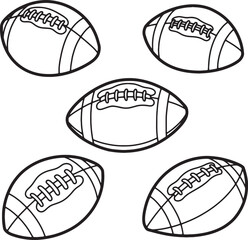 American Footballs Line Drawings, Clipart, Illustrations, Graphics, Images