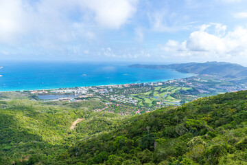 A panoramic view of the seaside in Yalong Bay, Sanya City, Hainan Province, China