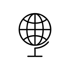 Black Globe Icon in Silhouettes Style Representing Global Network or Internet Connectivity on White Background