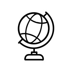 Naklejka premium Black Globe Icon in Silhouettes Style Representing Global Network or Internet Connectivity on White Background