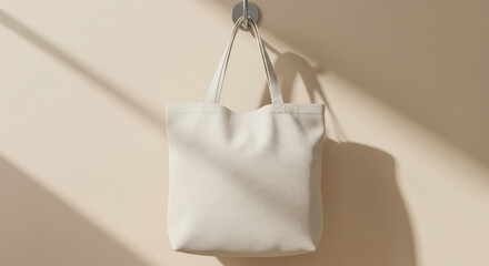 Minimal Mockup of Fabric Tote Bag Hanging