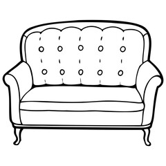 Classic Button-Tufted Sofa Illustration Elegant Home Decor