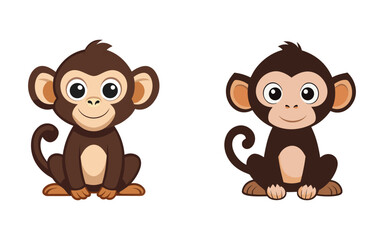 Fototapeta premium Set of cartoon monkey vector illustration design