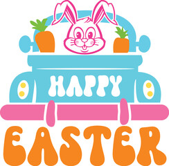 Happy Easter Bunny in Truck Spring Holiday Celebration