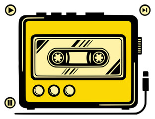Stylized Cassette Player Vector Illustration with Retro Vibe