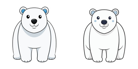 Set of cartoon polar bear vector illustration design