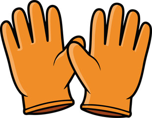 Obraz premium Cartoon Pair of Orange Work Gloves with Detailed Fingers