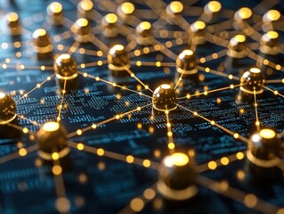 Abstract network visualization with glowing nodes and connections
