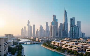 Fototapeta premium Abu Dhabi skyline architecture cityscape landscape. High quality