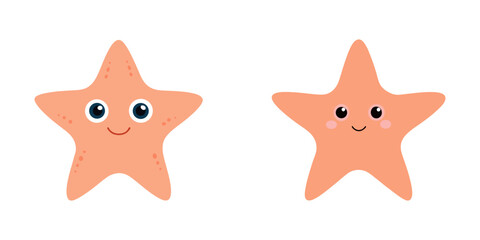 Set of cartoon starfish vector illustration design