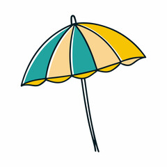 Obraz premium Beach-parasol-sketch Vintage Travel & Ocean Sketch Vector