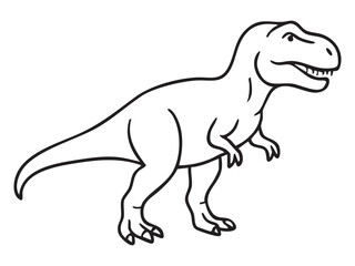 Obraz premium Black outline of t rex dinosaur isolated on white background, graphic illustration. concept of Tyrannosaurus rex, prehistoric creature, extinct animal, icon, design element