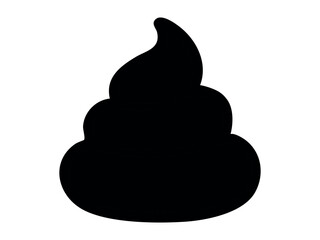 Black silhouette of poop icon isolated on white background, graphic illustration. concept of icon, digital art, humor, sanitation, feces design element
