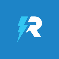 Lightning Letter R Logo design vector template