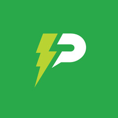 Lightning Letter P Logo design vector template © yopie