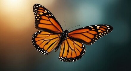 Fototapeta premium Monarch Butterfly Wings Orange Black Detailed Closeup