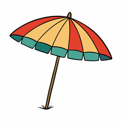 Beach-parasol-sketch  Vintage Travel & Ocean Sketch Vector